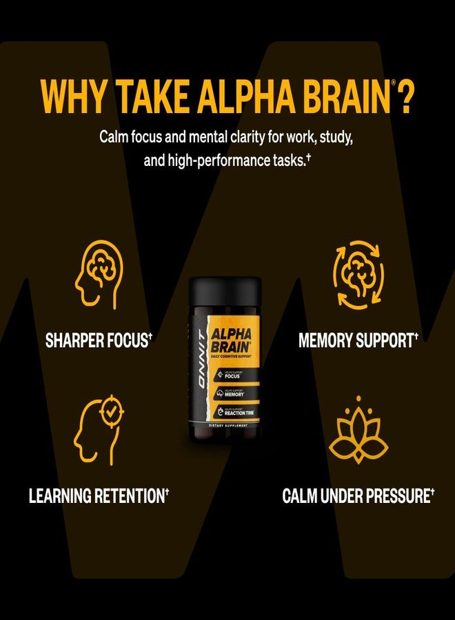 أونيت مكمل غذائي ONNIT Alpha Brain لتحسين التركيز والذاكرة والصفاء الذهني ودعم الوظائف الإدراكية، يحتوي على الثيانين وفيتامين ب6، 90 قرصًا - Image 2