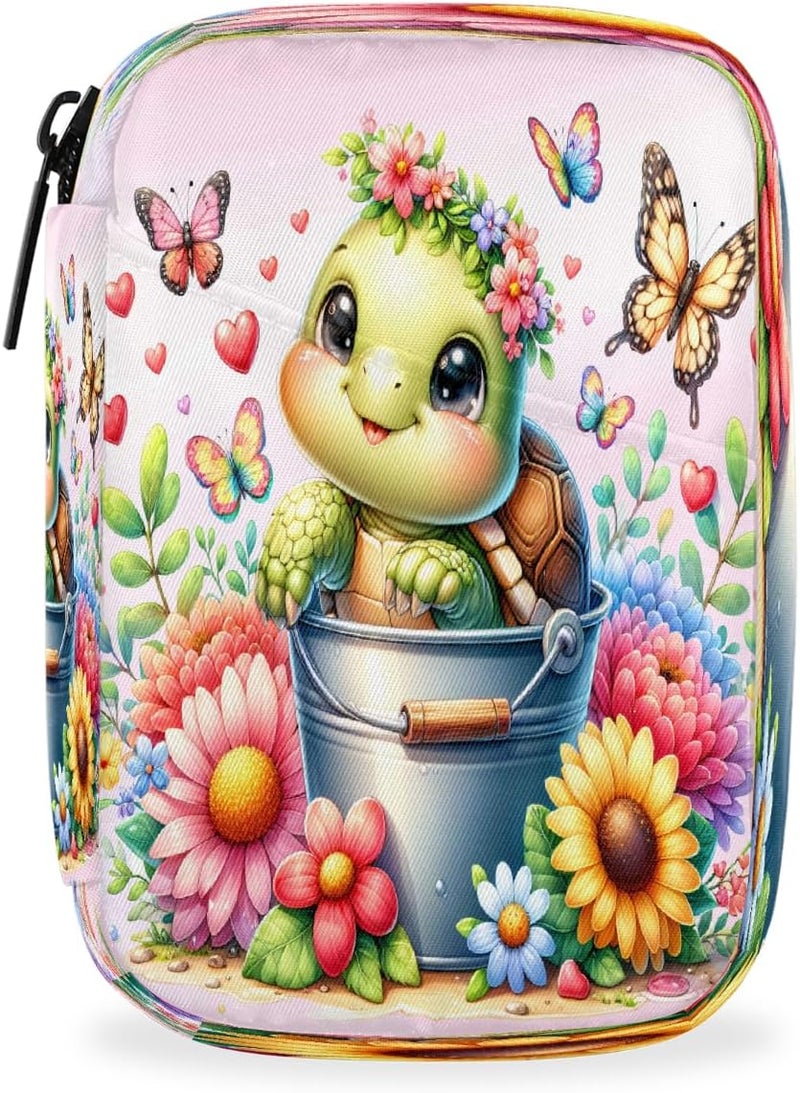 Animal Turtle Art Pill Case Travel Pill Organizer Weekly 7 Day Portable with Zipper Medicine Box Pill Case for Vitamins, Birth Control,Fish Oils,Medication, Supplements - Image 1