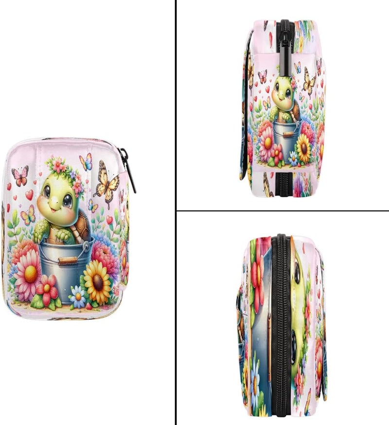 Animal Turtle Art Pill Case Travel Pill Organizer Weekly 7 Day Portable with Zipper Medicine Box Pill Case for Vitamins, Birth Control,Fish Oils,Medication, Supplements - Image 4