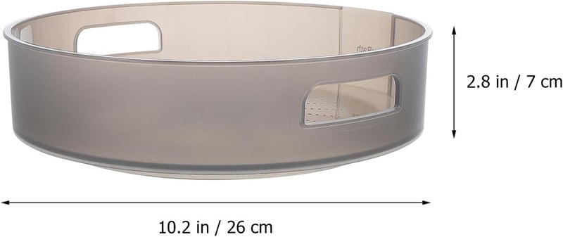Rotatable Kitchen Spice Rack Organizer with Drain Holes, Small Gray Plastic Turntable Condiment Holder for Pantry and Countertop Storage - Image 2
