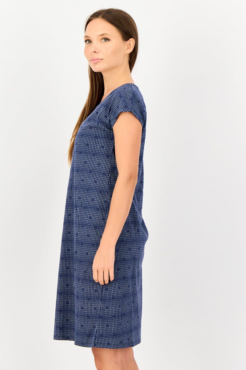 zivame Women Crew Neck Allover Print Sleepwear Dress, Multicolor - Image 2