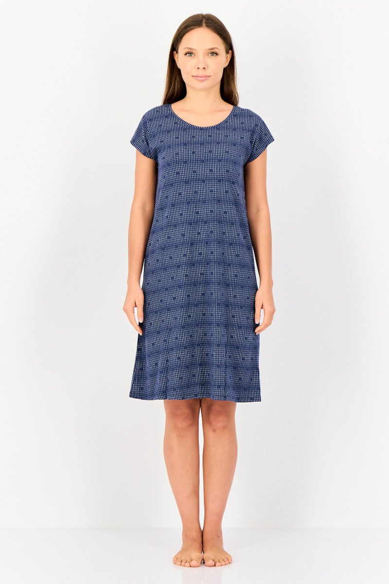 zivame Women Crew Neck Allover Print Sleepwear Dress, Multicolor - Image 3