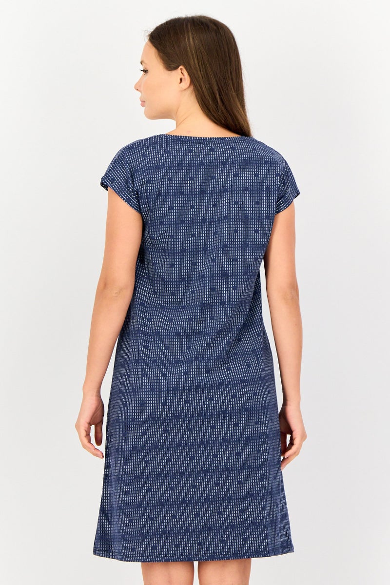 zivame Women Crew Neck Allover Print Sleepwear Dress, Multicolor - Image 4