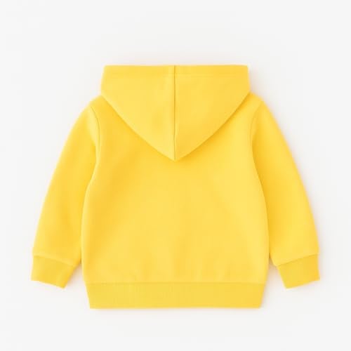 Bold N Elegant Kids Winter Warm Fleece Awesome Dinosaur Print Front Open Zipper Hoodie Sweatshirt for Infant Toddler Baby Boys & Girls (1-2 Years, Yellow) - Image 4
