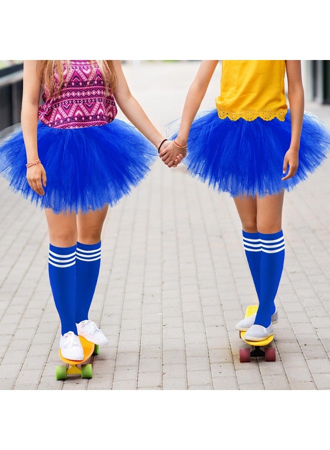 Zhanmai 5 Layered Tutu Skirt for Kids Tulle Tutu Skirt with Tube Socks Princess Runners Costumes Cosplay for Girls Kids (Dark Blue)  - Image 2