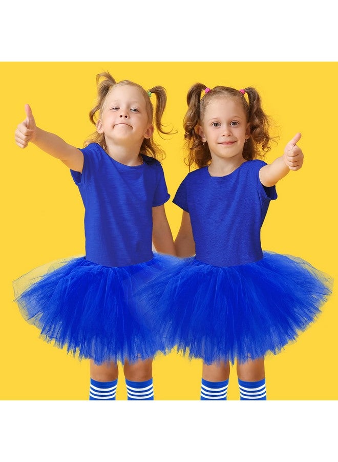 Zhanmai 5 Layered Tutu Skirt for Kids Tulle Tutu Skirt with Tube Socks Princess Runners Costumes Cosplay for Girls Kids (Dark Blue)  - Image 3