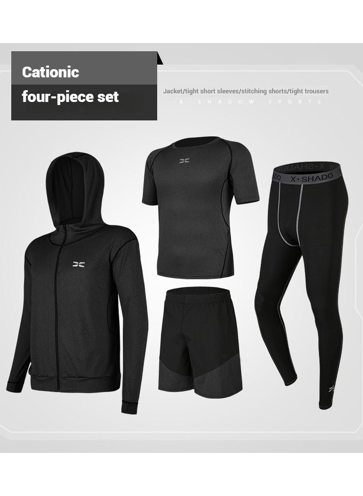 Joychic Men's shorts, tights short sleeves, tight trousers, breathable jackets, 4-piece set, training and running sports sets, moisture-wicking and breathable, multifunctional gym wear - Image 1