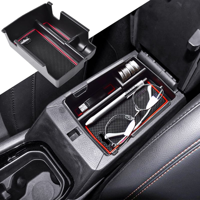 TACOBRO Center Console Organizer Tray Compatible with Jeep Compass 2022 2023 2024 2025 Accessories Insert Armrest Glove Box Secondary Storage Divider ABS MaterialsRed