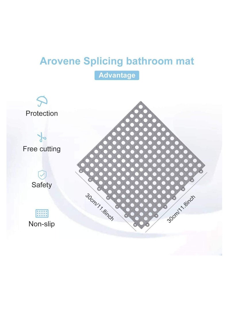 16 PCS Interlocking Drainage Mat, Bathroom Shower Mat, Non Slip Drainage Floor Tiles, Rubber Bathmats with Drain Holes for Bathroom, Kitchen, Pool, Wet Areas, Each 30CM x 30CM - Image 2