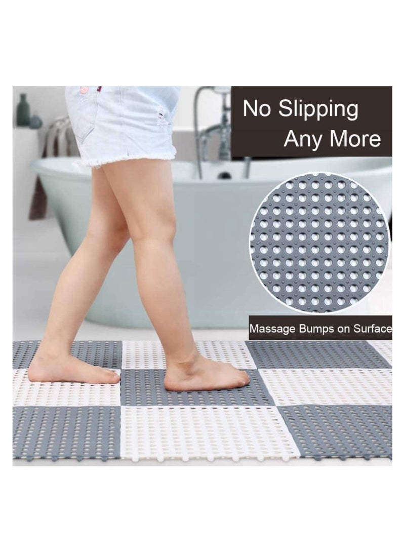 16 PCS Interlocking Drainage Mat, Bathroom Shower Mat, Non Slip Drainage Floor Tiles, Rubber Bathmats with Drain Holes for Bathroom, Kitchen, Pool, Wet Areas, Each 30CM x 30CM - Image 4