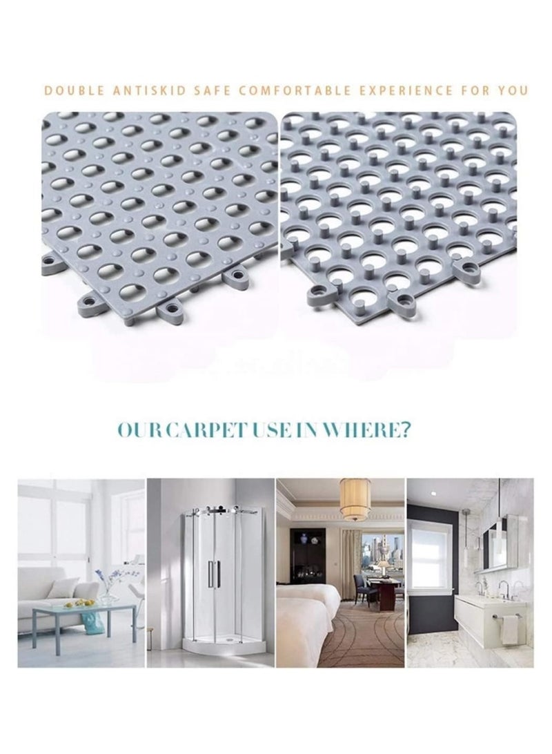 16 PCS Interlocking Drainage Mat, Bathroom Shower Mat, Non Slip Drainage Floor Tiles, Rubber Bathmats with Drain Holes for Bathroom, Kitchen, Pool, Wet Areas, Each 30CM x 30CM - Image 5
