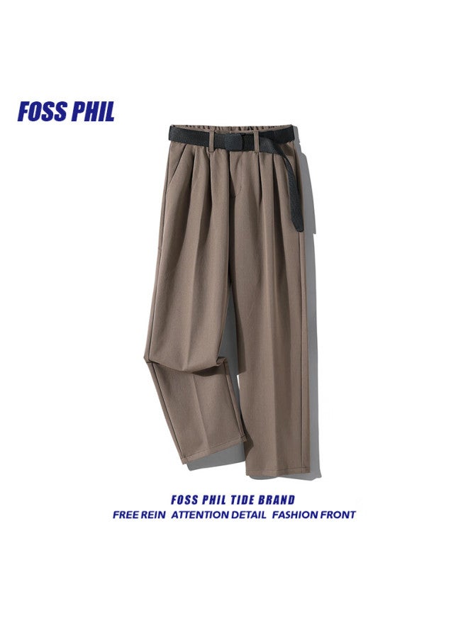 Foss Phil Men's Casual Pants Spring Summer Loose Straight-leg Suit Pants 26588 Black 3XL - Image 2