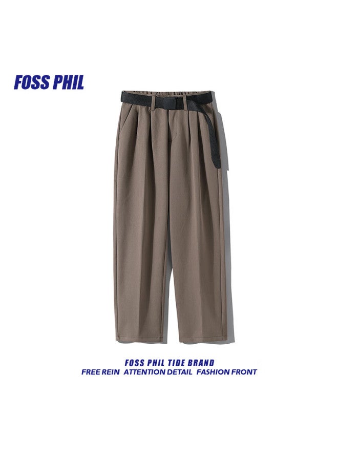 Foss Phil Men's Casual Pants Spring Summer Loose Straight-leg Suit Pants 26588 Black 3XL - Image 4