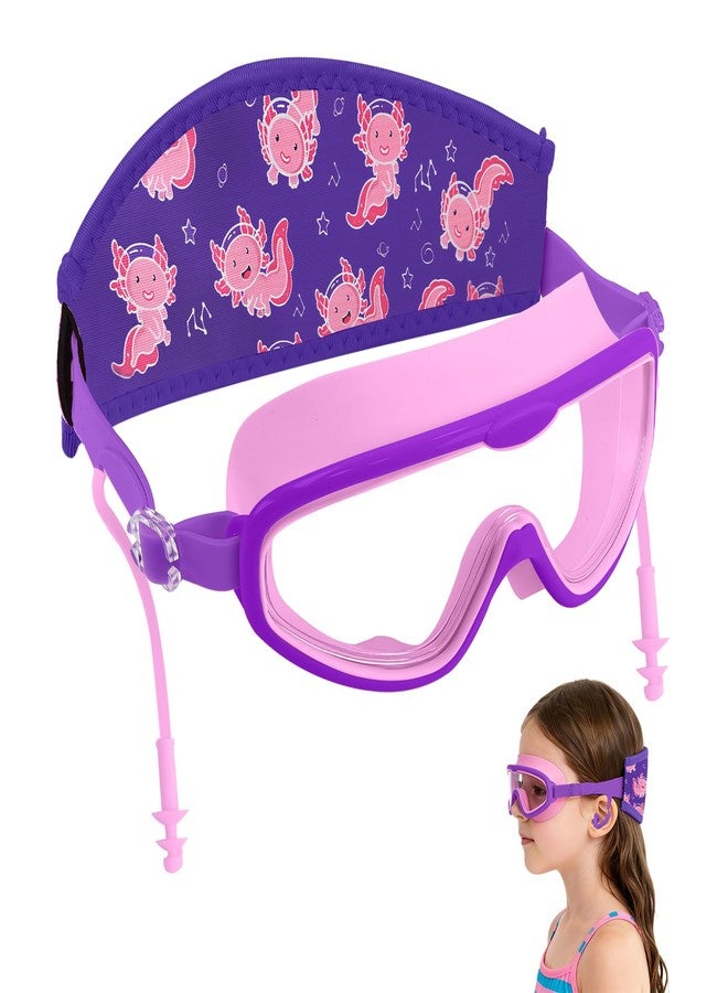 EHZYP Toddler Swim with Axolotl Fabric Strap No Tangle Pain-Free, Anti-Fog Swimming Pool Goggle No Leak for 3-15 YearsToddlers Girls Boys（Purple） - Image 1