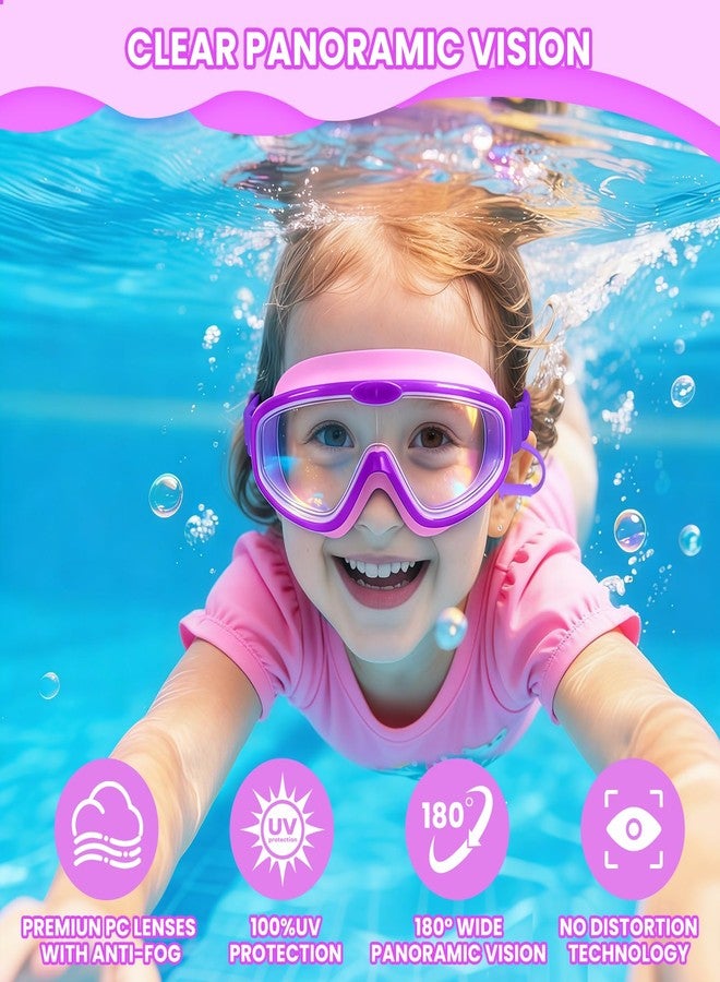 EHZYP Toddler Swim with Axolotl Fabric Strap No Tangle Pain-Free, Anti-Fog Swimming Pool Goggle No Leak for 3-15 YearsToddlers Girls Boys（Purple） - Image 2