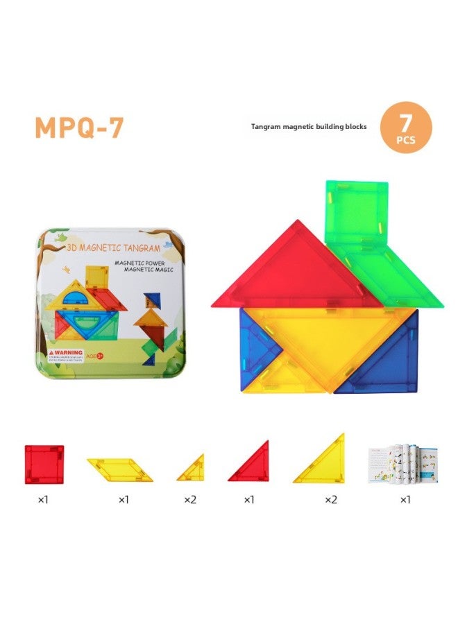 أحجية الصور المقطوعة قطعة مغناطيسية ثلاثية الأبعاد ثلاثية الأبعاد، مكعبات بناء مغناطيسية تعليمية للأطفال، ألعاب شفط مغناطيسية - اللون: تانجرام مغناطيسي ثلاثي الأبعاد - Image 1