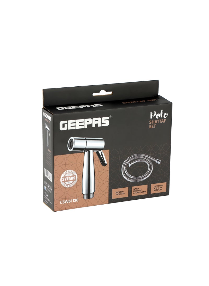 GEEPAS - Geepas Polo Shattaf Set- GSW61130, Soft Spray Non-Stop Water Jet with Easy Switch On High-Quality ABS Material, G1/2" Thread| Suitable Water Temperature- 60-Degrees Celsius For Bathroom Use Silver - Image 1