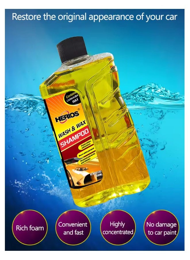 HERIOS Herios Wash & Wax Shampoo for Cars, 450ml, Contains Carnauba Wax  - Image 3