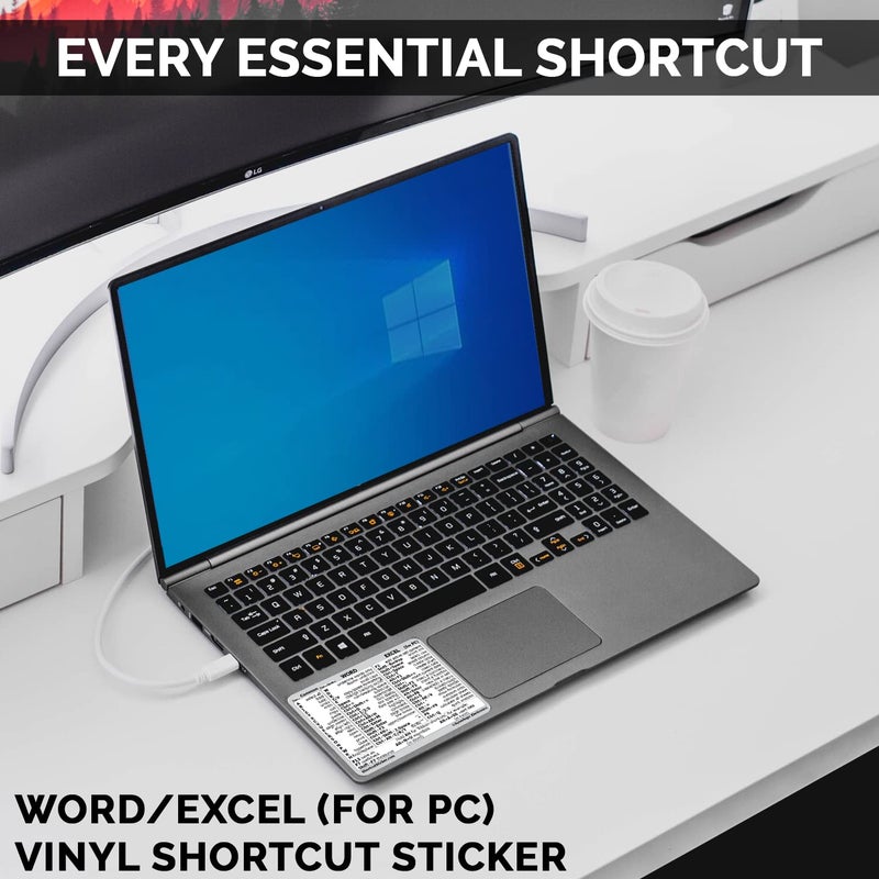 SYNERLOGIC Microsoft Word/Excel (for Windows) Reference Guide Keyboard Shortcut Sticker, Laminated, No-Residue Vinyl (White/Small) - Image 4