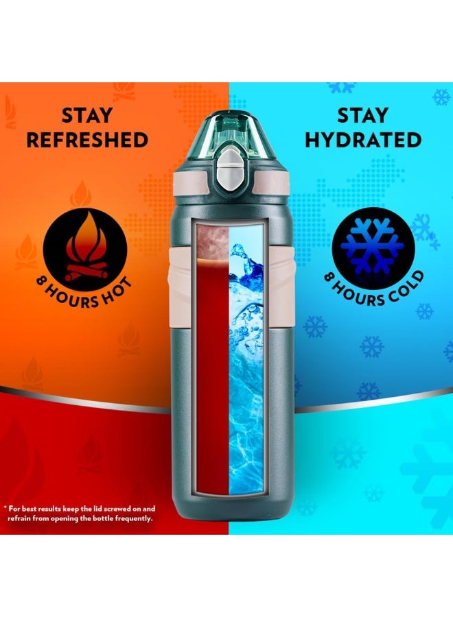 Borosil Vacuum Insulated Copper Coated Inner Adventure Sipper Water Bottle, Sports Bottle, Yoga Bottle, Outdoor, Portableleak Proof, Reusable Water Bottle Green, 560 Ml, B0560Ti01 Assorted Color - Image 3
