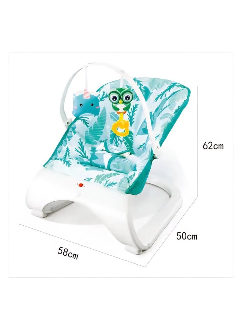 Tiibaby هزاز أطفال، موسيقي مع وظيفة الاهتزاز، مقعد من قماش شبكي، نمط أزرق وأبيض، 0-18 شهرًا - Image 2