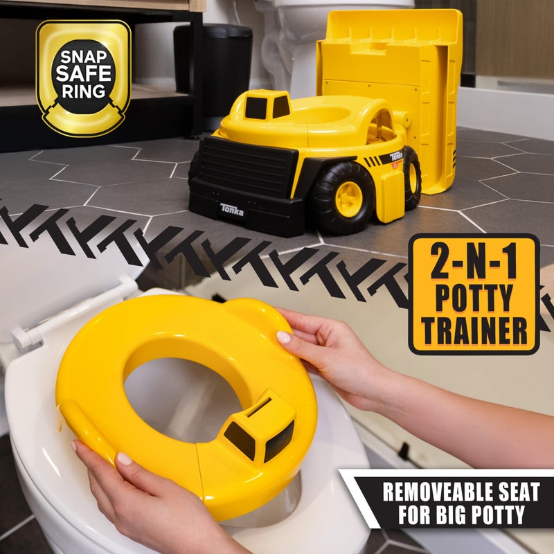 Tonka Dump Truck Potty Trainer for Toddlers, 2-in-1 Potty Chair and Potty Ring with Splash Guard, Built-in Handles, Easy Clean Removable Pot - Image 3
