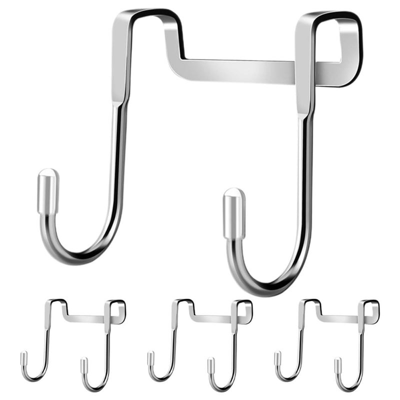 4pcs 304 Stainless Steel S Shaped Double Hooks Over Door Towel Hangers Kitchen Storage Silver Nail Free Organizer - Image 2