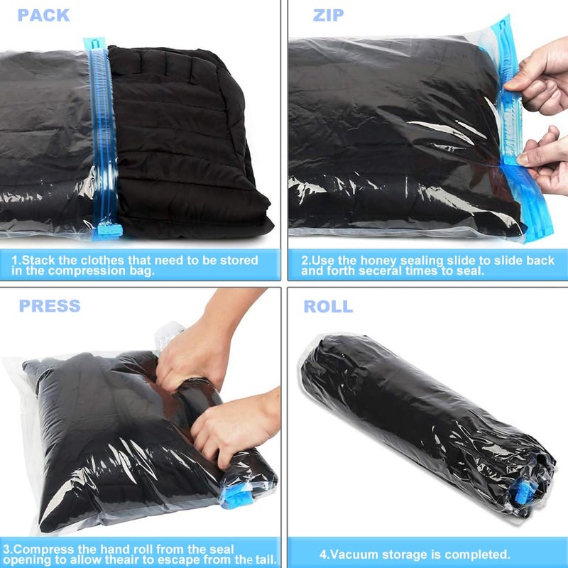 ALMING Compression Bags - Travel Essentials - 12 Pack Space Saver Bags - No Vacuum Pump Or Air Extractor is Needed - Storage Accessorie and Home Packing Organizers (transparent) - Image 4
