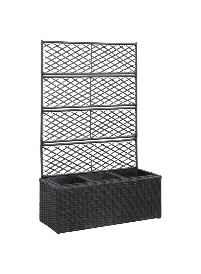 فيداكسل تعريشة مرتفعة سرير مع 3 أواني 83x30x130 سم بولي راتان أسود  - Image 1