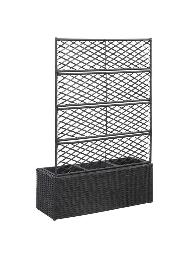 فيداكسل تعريشة مرتفعة سرير مع 3 أواني 83x30x130 سم بولي راتان أسود  - Image 2