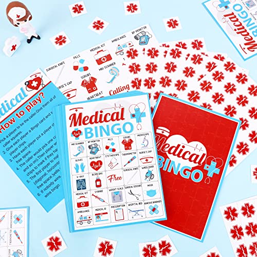 Cheereveal Nurse Graduation Party Games Nurse Graduation Bingo Game with 12 Player Chips 24 Medical Bingo Cards for Graduation Party Games 2026 Nursing Grad Party Activities Supplies - Image 5
