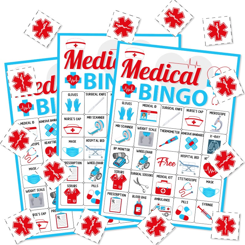 Cheereveal Nurse Graduation Party Games Nurse Graduation Bingo Game with 12 Player Chips 24 Medical Bingo Cards for Graduation Party Games 2026 Nursing Grad Party Activities Supplies - Image 3