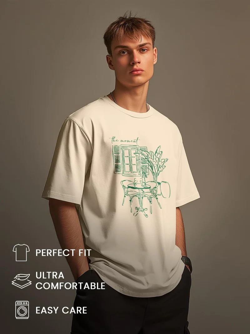 NOBERO  Men's Oversized Cotton Graphic T-Shirt  | Best Price UAE