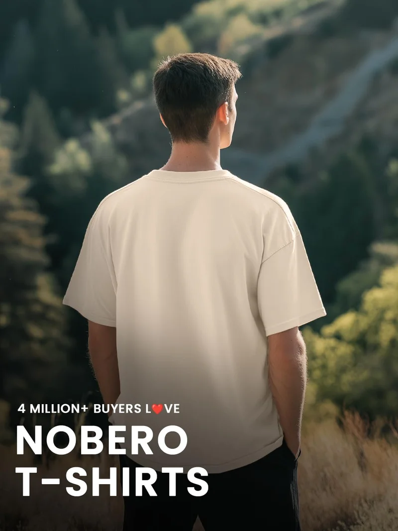 NOBERO  Men's Oversized Cotton Graphic T-Shirt  | Best Price UAE