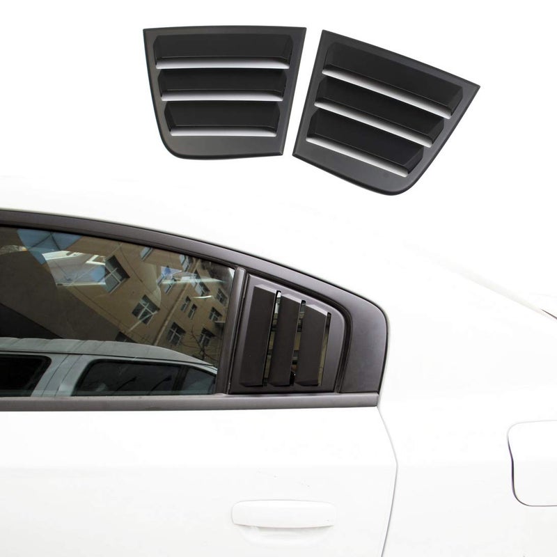 crosselec Side Window Louvers Air Vent Scoop Shades Cover Blinds ABS for Dodge Charger 2011-2021 (Black) - Image 1