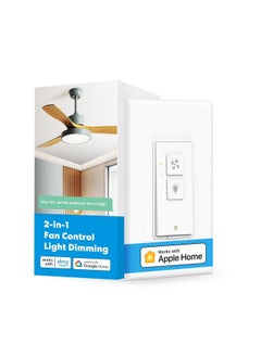 meross meross Smart Ceiling Fan Control & Dimmer Light Switch, Works w/Apple HomeKit, Alexa, Google & SmartThings, 4-Speed Fan Control, 2.4G Wi-Fi Fan and Light Switch Combo, Neutral Wire Needed, Single Pole  - Image 1