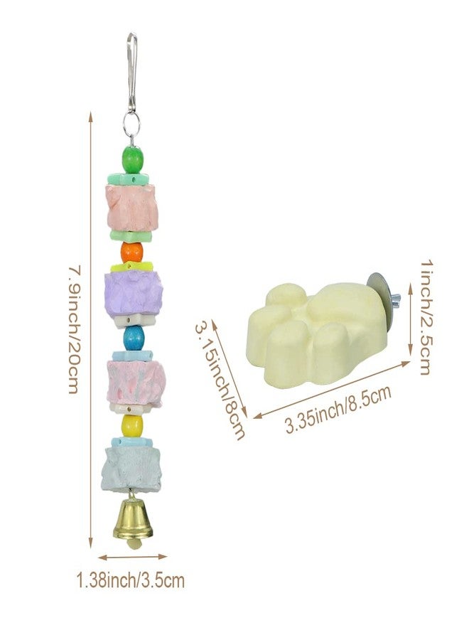 Litewoo Bird Beak Trim Colorful Calcium Stone Parrot Pet Chew Long String Cage Toy with Bell, Chinchilla Grinding Teeth Claw Shape Lava Block for Conure, Budgies, Parakeet, Hamster, Rabbit 2-Pcs - Image 2