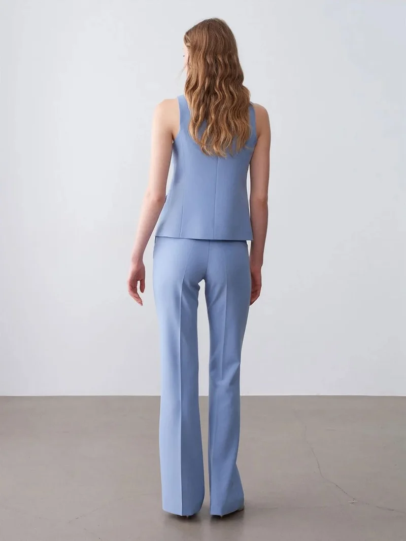 ديلفين DILVIN High-Waist Wide-Leg Crepe Trousers