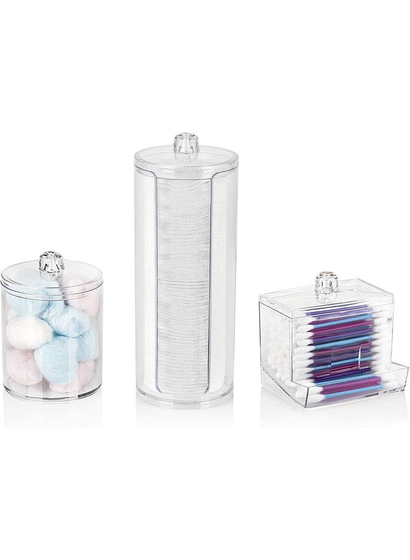 3-piece transparent cotton swab organizer set - Image 1