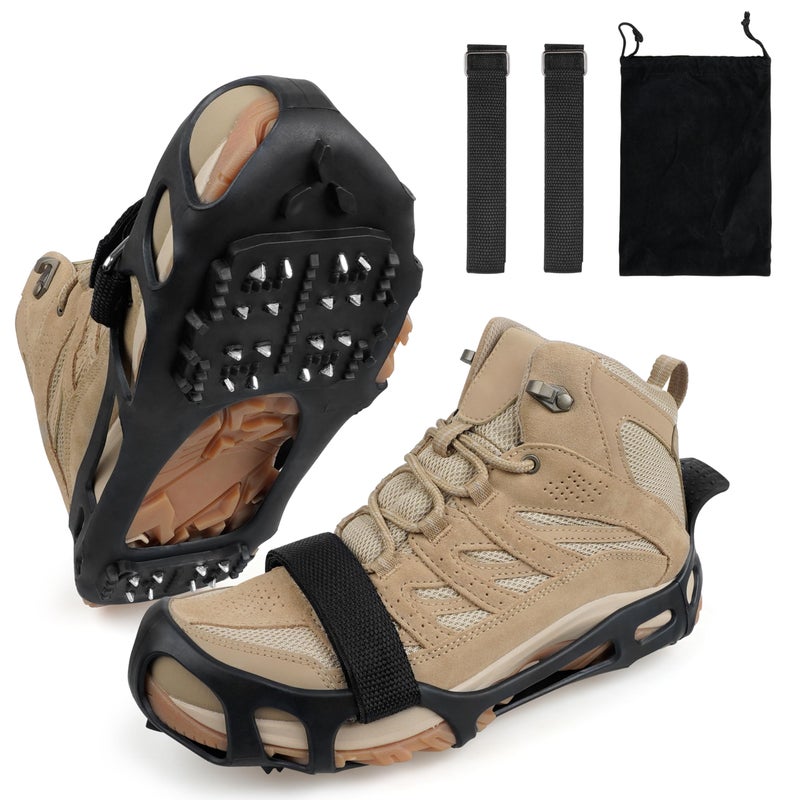 Shaddock Fishing Ice Snow Traction Cleats for Shoes and Boots Non-Slip Crampon Snow Cleats for Winter Walking on Snow and Ice Boots Cleats for Men Women Walking Jogging Hiking (24 Steel Crampons, Size L) - Image 1