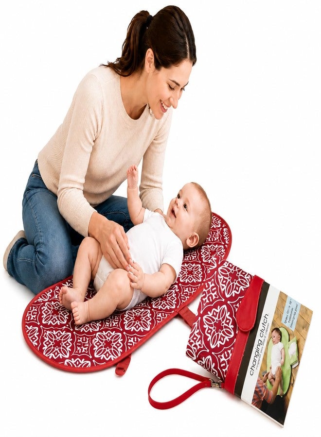 BABIES BLOOM Baby Portable Waterproof Diaper Changing Changing Station, Portable Foldable Baby Kid Changing Mat Pad (Mommy Clutch Bag) (Red) - Image 1