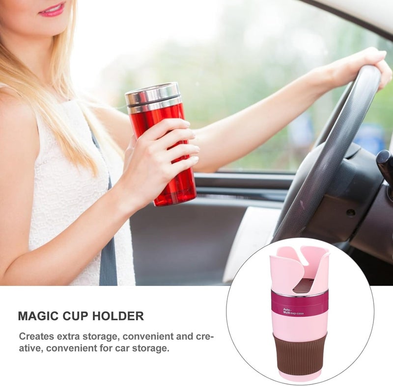 Car Cup Holder Expander Universal Vehicle Multi Cup Case Auto Drink Holder with Rotating Pink Design for Travel and Daily Use - Image 2