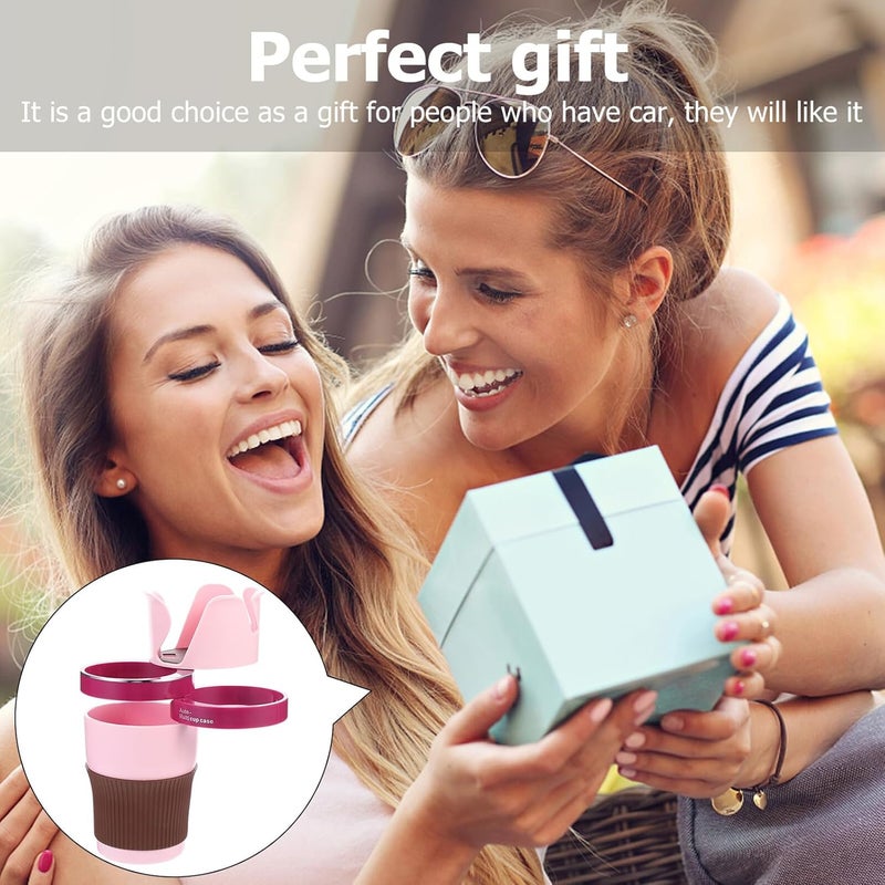 Car Cup Holder Expander Universal Vehicle Multi Cup Case Auto Drink Holder with Rotating Pink Design for Travel and Daily Use - Image 4