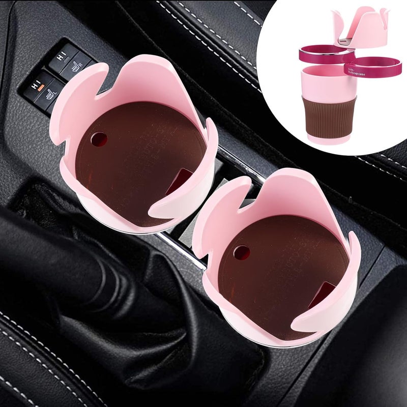 Car Cup Holder Expander Universal Vehicle Multi Cup Case Auto Drink Holder with Rotating Pink Design for Travel and Daily Use - Image 3
