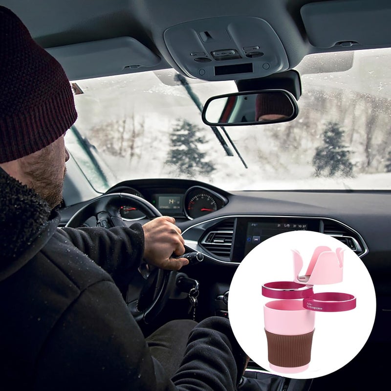 Car Cup Holder Expander Universal Vehicle Multi Cup Case Auto Drink Holder with Rotating Pink Design for Travel and Daily Use - Image 5