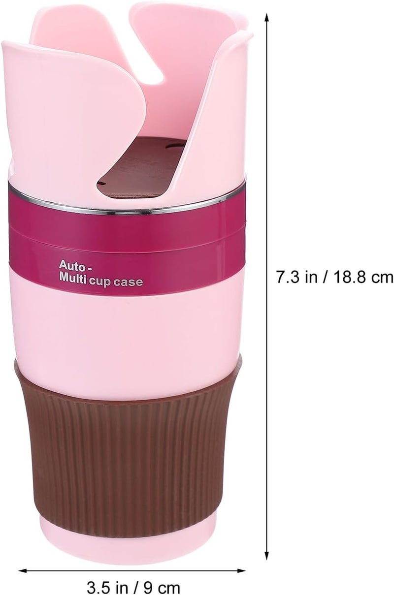 Car Cup Holder Expander Universal Vehicle Multi Cup Case Auto Drink Holder with Rotating Pink Design for Travel and Daily Use - Image 1