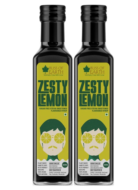 Lemon Syrup Sugarfree For Drinks Flavor Enhancer Stevia Sweetened Diabetic Safe Zero Calorie 2x500ml