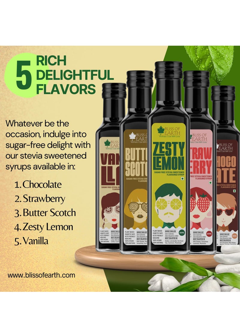 Lemon Syrup Sugarfree For Drinks Flavor Enhancer Stevia Sweetened Diabetic Safe Zero Calorie 2x500ml