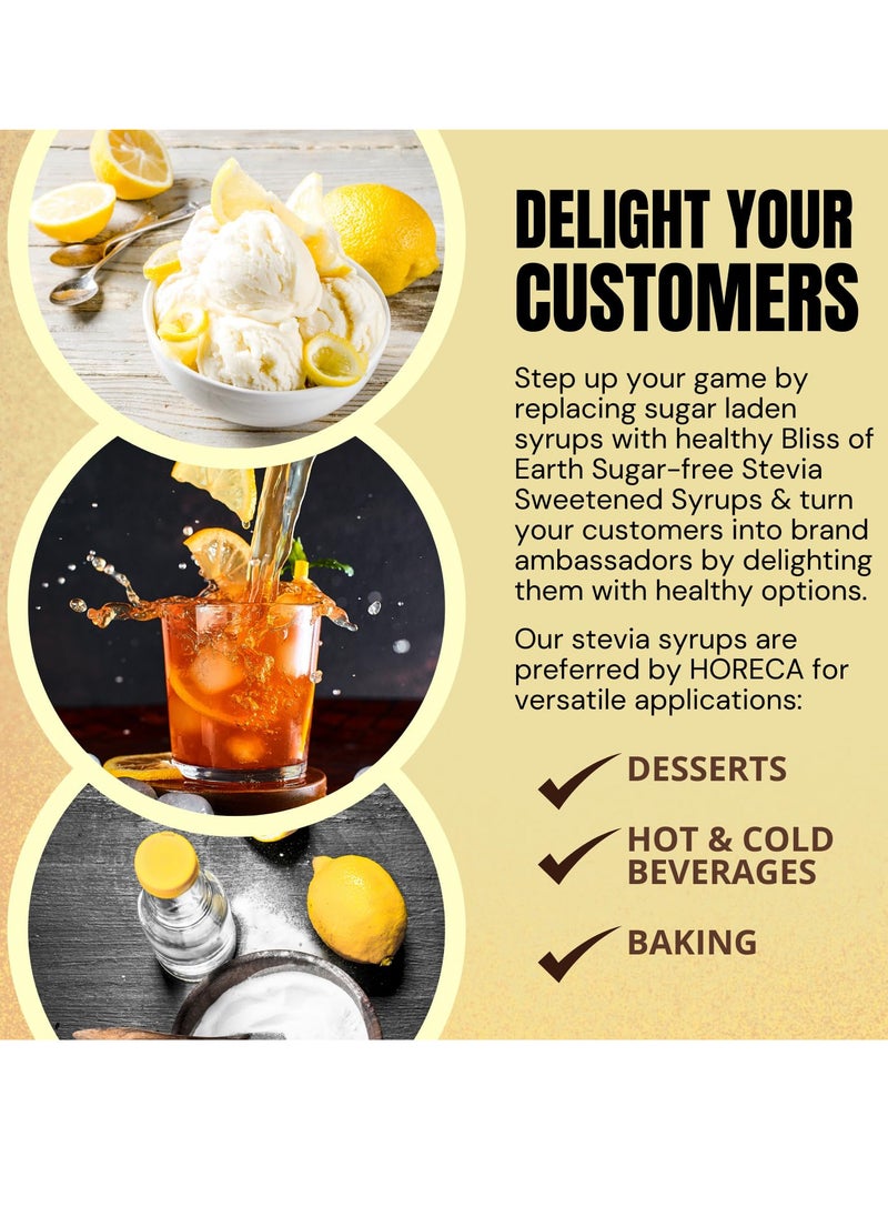 Lemon Syrup Sugarfree For Drinks Flavor Enhancer Stevia Sweetened Diabetic Safe Zero Calorie 2x500ml