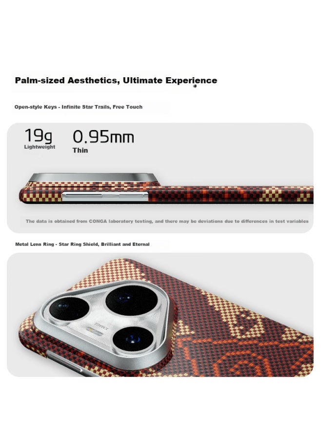 Conga Phone Case For Huawei Pura80pro/pro+, P80pro Kevlar Aramid Fiber Protective Cover, Ultra-thin Shockproof Heat Dissipation Alien Language Magnetic Slim Metal Ring Fire - Image 3